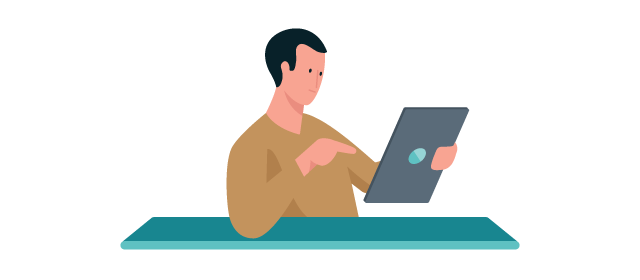 Oseba gleda v tablični računalnik